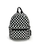 Black and White Checkered Canvas Mini Backpack