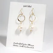 14K Gold Filled Handmade earrings circle with pearl drop