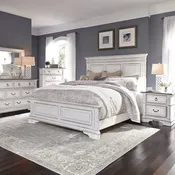 Abbey Park King California Panel Bed, Dresser & Mirror, Chest, Night Stand