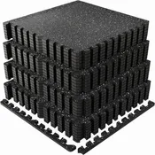 0.6 Inch Thick Gym Floor Mats with EVA Foam - Black