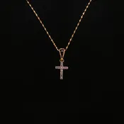 Lab Diamond Cross Pendant Necklace in Yellow Gold