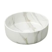 14" White Round Vessel Ceramic Sink | OROA