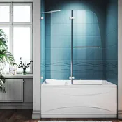 SUNNY SHOWER 48" x 58" Bathtub Shower Door & Frameless Hinged Door for tub, Chrome Finish