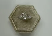 14k White Gold Genuine Lab Grown 1.42 Cttw Oval Brilliant Cut Diamond Three Stone Ring