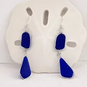 CONFIDENCE Royal Blue Double Sea Glass Earrings