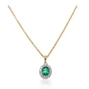 0.35ct Two-Tone Emerald and Diamond Pendant