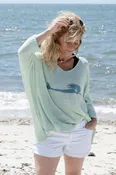 Mermaid Slouch Sweater Seagrass/Navy