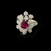 14K White Gold Ruby and Diamond Cluster Ring — Trésor