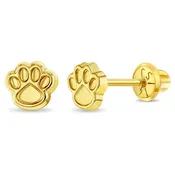 14k Dog Paw Girl Earrings