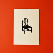 grab a chair - single linoleum print on ivory