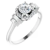 Halo Style Ring Setting in 10K White Gold - Round 5.2mm