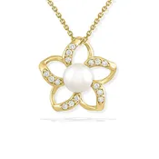 14K Yellow Gold Floating Plumeria Pendant with Diamonds (chain not included)