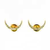 0.07ct Pavé Round Diamonds in 14K Gold Crescent Moon Stud Earrings