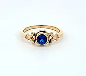 Gold Custom Birthstone Bezel Mount with V Scroll