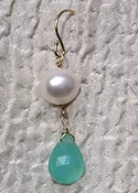 Amazonia Snowball Earring (pearl/peruvian opal)(14k)