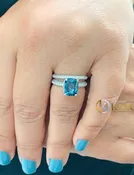 14k solid white gold cushion cut blue sapphire and natural diamonds engagement ring halo, bridal, wedding, anniversary 5.00CT