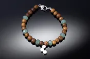 3 Dot Wood and Gem Bracelet