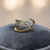 14K Two-Toned Engagement Ring Setting with Diamond Accents