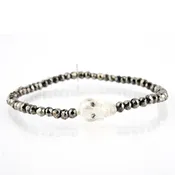 3mm Faceted Pyrite with Mother of Pearl Skull