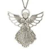 Antique Silver Guardian Angel Necklace