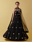 Black Hand Embroidered Anarkali Set