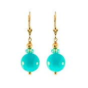 14K Gold 12mm Amazonite & Apatite Earring