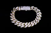 10K YELLOW GOLD DIAMOND CUBAN LINK BRACELET 8.25"