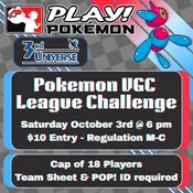 Pokemon VG League Challenge October 3rd 6 pm — 3rd Universe