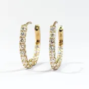 2.32 CTW Lab-Grown Diamond Inside-Outside Hoop Earrings | 14K Yellow Gold