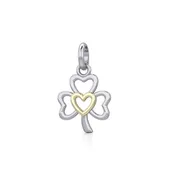 14K Gold Accent Heart in Shamrock Sterling Silver Pendant