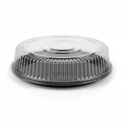 12" Black PET Catering Trays with High Dome Lids