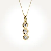 10KT Yellow Gold Three Stone Necklace 0.47 CT. T.W.