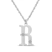 Brushed Letter Necklace 14K White Gold 18"