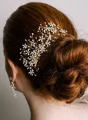 Baby's breath freshwater pearl hair comb - Style #2672