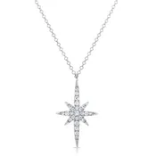 0.21CT Diamond Starburst Pendant Necklace in 14K Gold