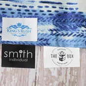 1 1/2" Satin Logo Labels- 1 Color Imprint