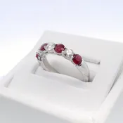 14kt White Gold Diamond and Ruby Half Eternity Band
