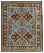 10x11 Blue and Brown Turkish Oushak Rug