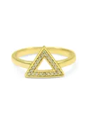 14k Gold Plated Delta Triangle Ring with CZs