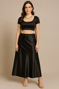 Black Satin Petticoat Underskirt | Lehenga & Ethnic Wear Slip