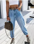New Casual High Waist  Women Mom Jeans