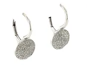 14K WHITE GOLD AND DIAMOND DISK EARRINGS