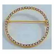 Circle Crystal Brooch Pin Gold