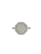 10K, 0.75 cttw White Gold Circle Diamond Cluster Fashion Rin...
