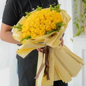 36 Golden Glow Rose Wrapped Bouquet