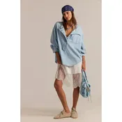 Free People We the Free Denim Dreaming Pullover in So Soft Light Wash (OVERSIZED!)