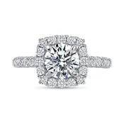 14k Gold Round Halo Diamond Engagement Ring
