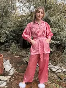 40s Pink Satin Pajama Set