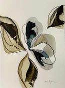 Blue Green Abstract Flower I