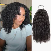 4 Packs $134| QVR Afro Kinky Curly Crochet Hair Natural Black Machine Made Feather Human Hair Extension